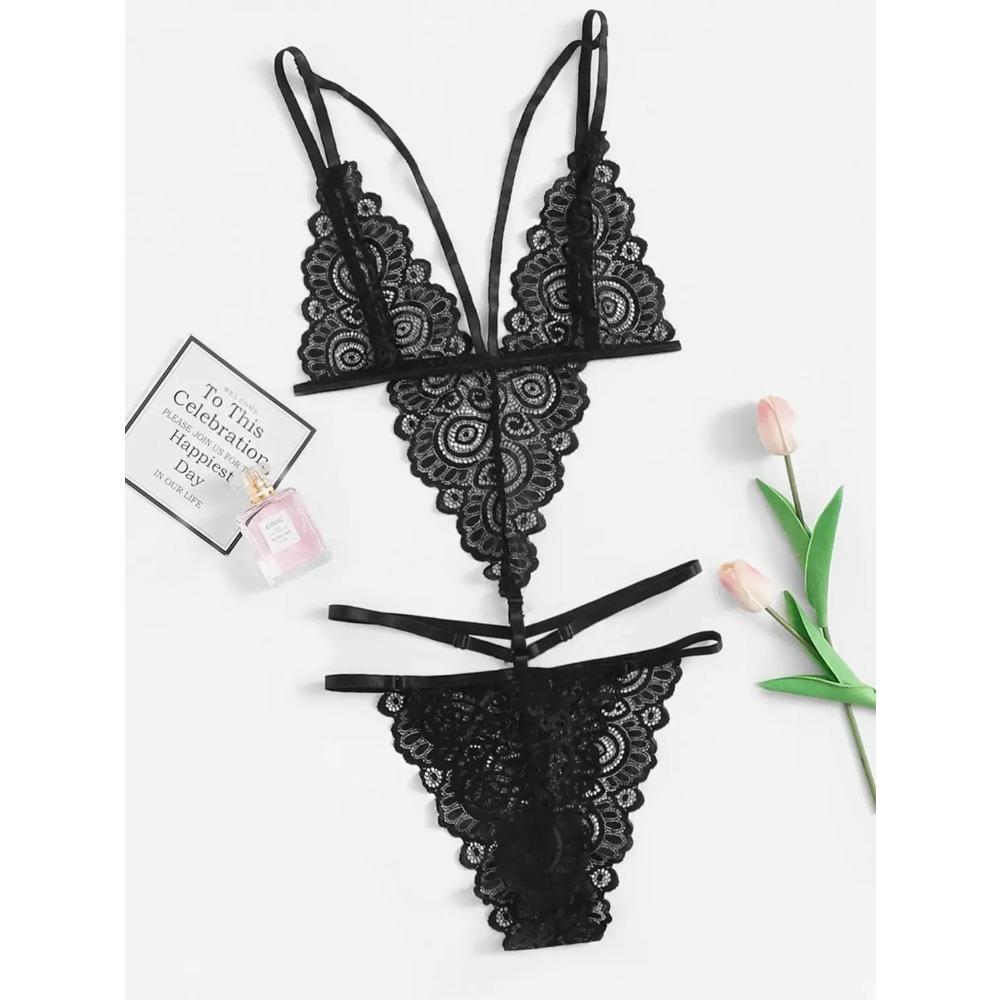 Sexy Lingerie See Through Bodysuit Backless Lace Teddy Lingere Hot Erotic Costumes Babydoll Porno Flirting Underwear for Women