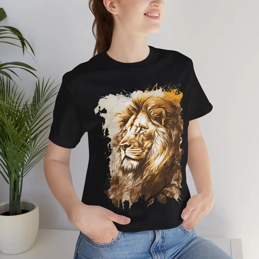 Watercolor Lion Head T Shirt Jungle Wildlife Wild Animal Casual S for Lovers Stylish Breathabl