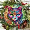 Mandala Cat Metal Tin Sign Wall Art 8x8 Inch, Round Vibrant Decor for Living Room Bedroom