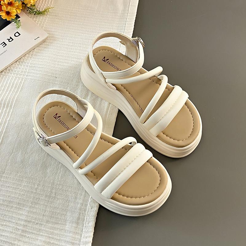 Fashion CRLAYDK Summer Women Sandals Platform Slides Open Toe Ladies Beach Ankle Buckle Strap Casual Walking Dressy Thick Sole Slippers