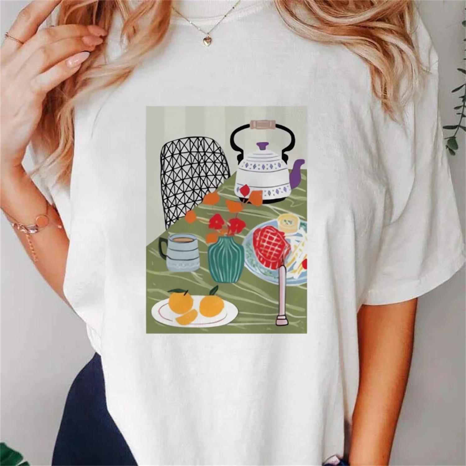 

Short Sleeved Women s Printed Pattern Fashionable Beach Travel Print New Summer O-Neck Casual Top Style Fun Basic T-Shirt XXXXXL білий