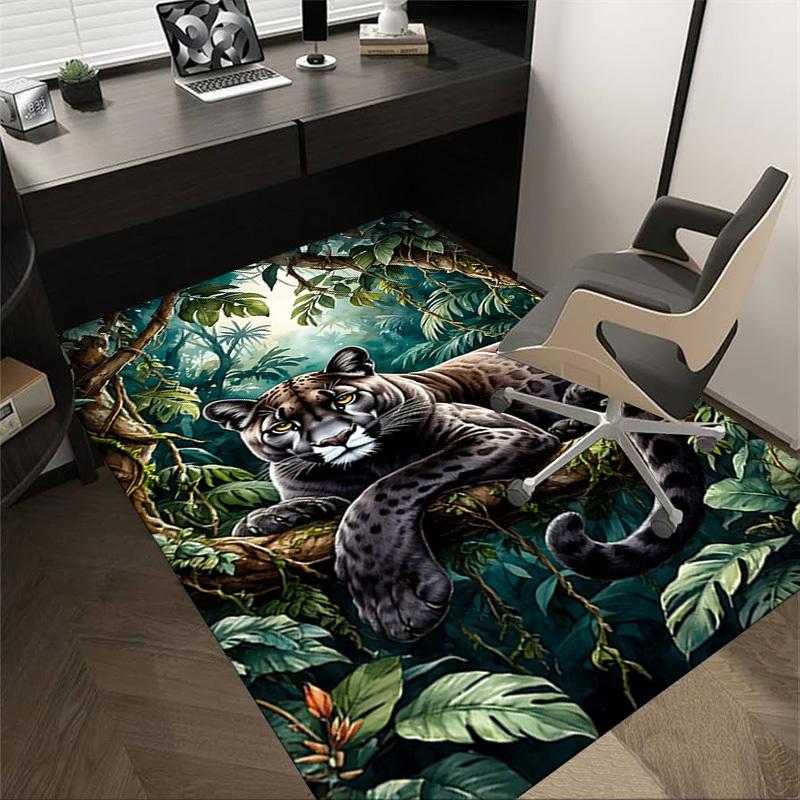 

1PC jungle leopard Non-Slip Floor Carpet Compatible for Office&Living Room&Bedroom&Dining room - Flat-Weave Machine-O365 60cm by 90cm