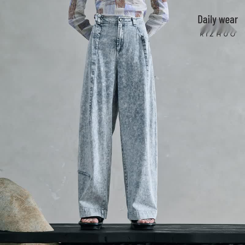Rizhuo Washed Loose Straight Leg Denim Jeans XL