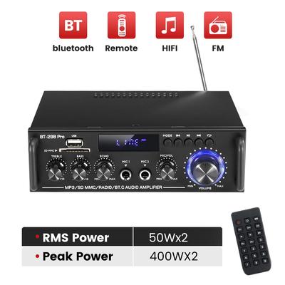 HIFI Power Amplifier 2.0 Channel Digital Bluetooth Audio Amplifie 12V 240V Support Bluetooth USB SD Radio With Remote Control EU