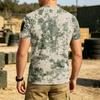 Men's Tactical Outdoor Quick Dry T Shirt Loose Fit Breathable Round Neck Short Sleeve Camouflage Print with Hook and Loop Patch Area