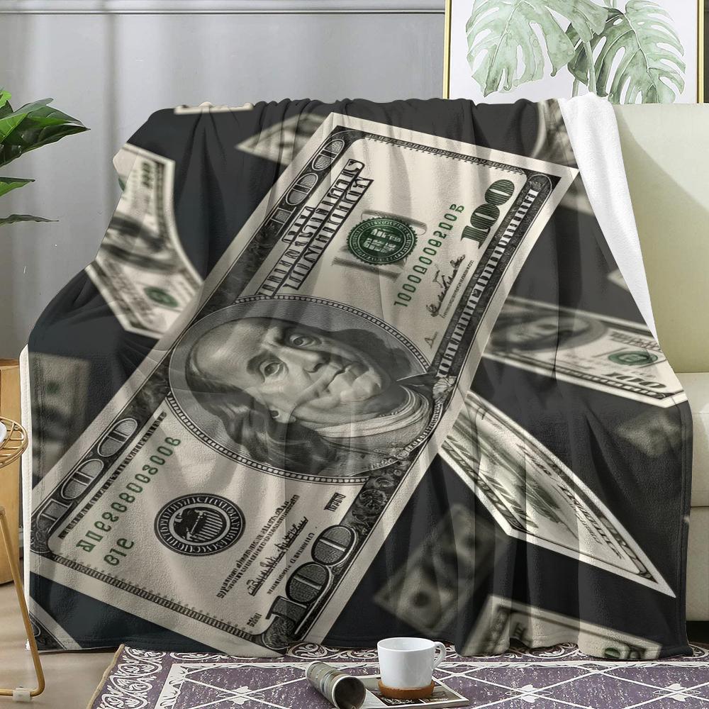 US Dollars Throw Soft Flannel AC Blanket Lightweight Summer Nap Throw Cozy Blanket for Sofa Bed Travel Home