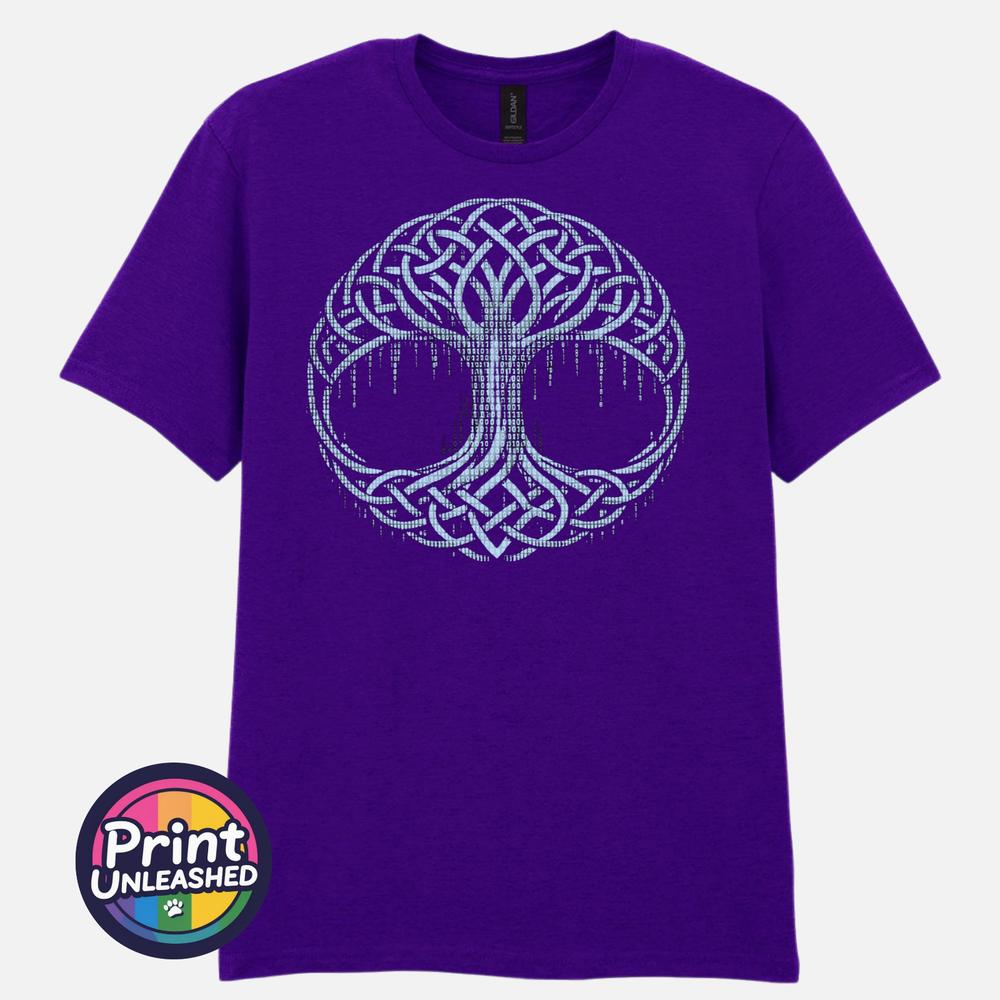 Celtic Tree of Life TShirt Binary Code Graphic Norse Mythology Tee Unisex S2XL M