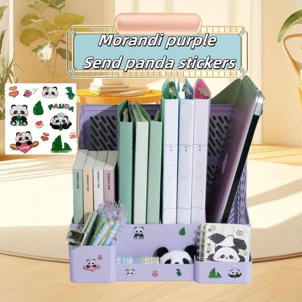 Thickened Bookshelf Desktop Study Book Stand A4 Folder Organizer Storage Box Four-Section Office Supplies File Box Archive