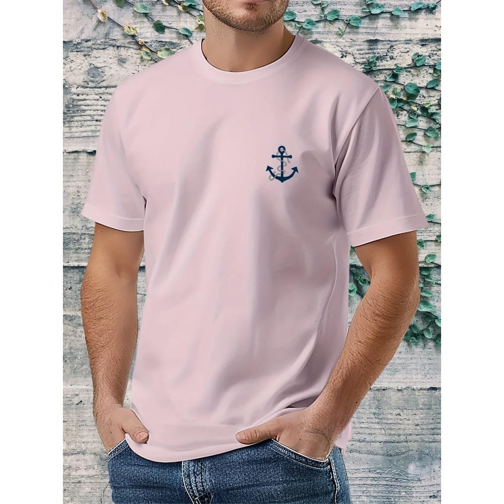 

men o neck short sleeve print t-shirt cotton comfortable tee man XXL рожевий