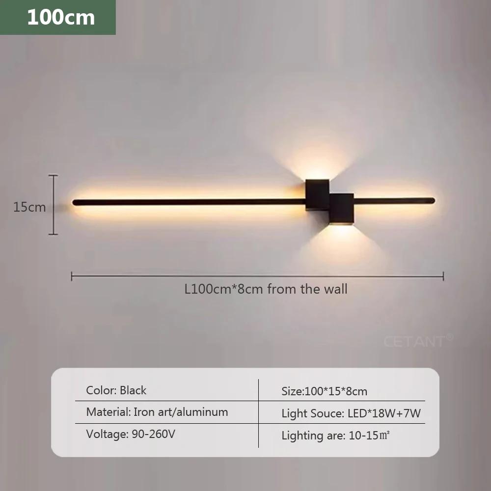 Modern LED Wall Sconce Minimalist Long 60/80/100cm Lights For Living Room Bedroom Study Hotel Decorative Lighting Accessories