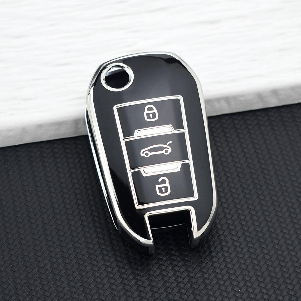 Tpu Car Key Case Cover For Peugeot 308 408 508 2008 3008 4008 5008 Key Shell Protector For Citroen C4 C3 C6 Cactus C8 Keychain