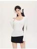 2025 Women's White Slimming Long-Sleeve De Rong T-Shirt, Chic High-End Base Layer for Autumn/Winter