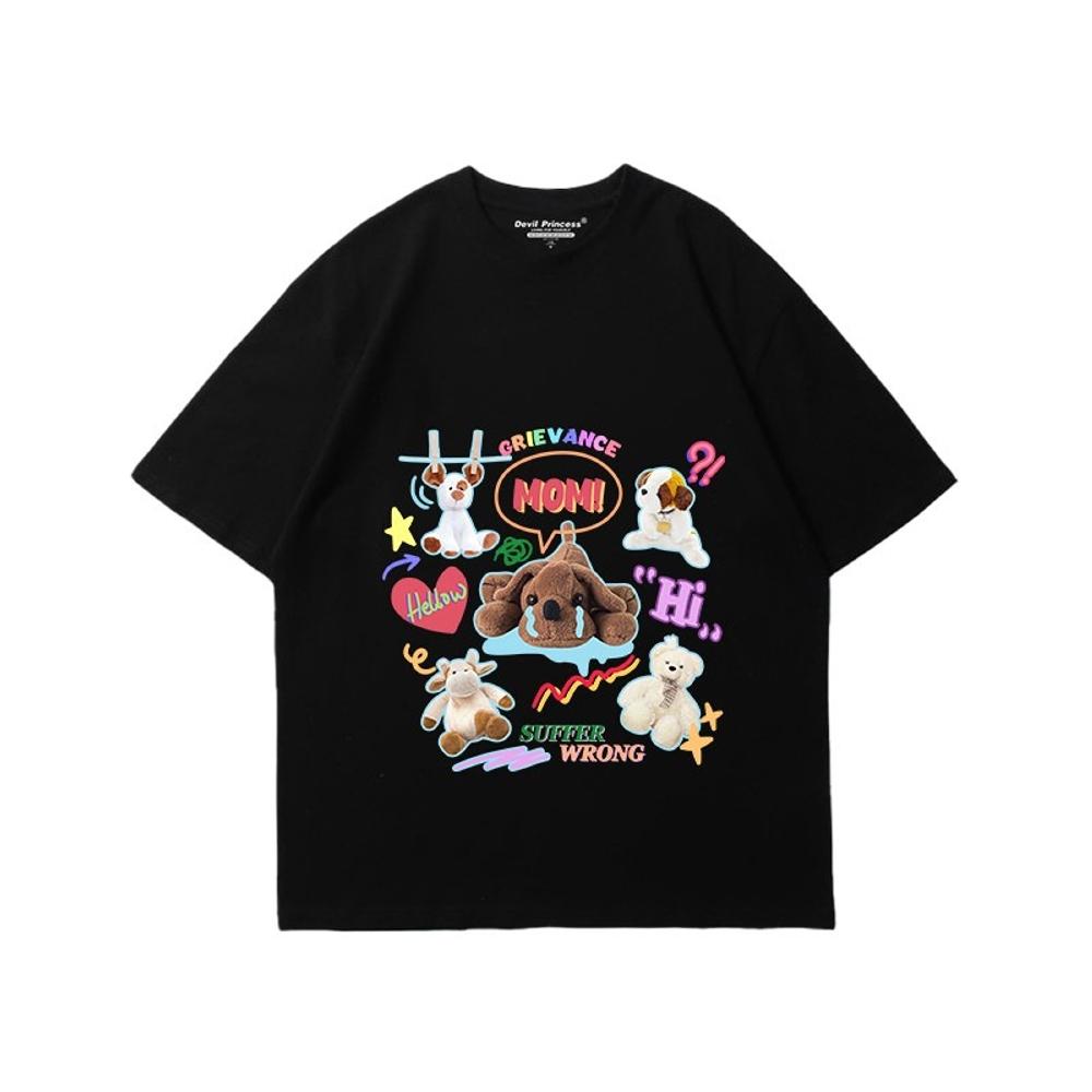 Y2k Casual Tops Female Clothes Girls Korean Fashion Blouse Kawaii Harajuku Streetwear Pet Dogs Cats Graphic Tees Women's T-shirt