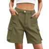 Womens Shorts High Waisted Cargo Shorts With 6 Pockets Elastic Summer Casual Shorts