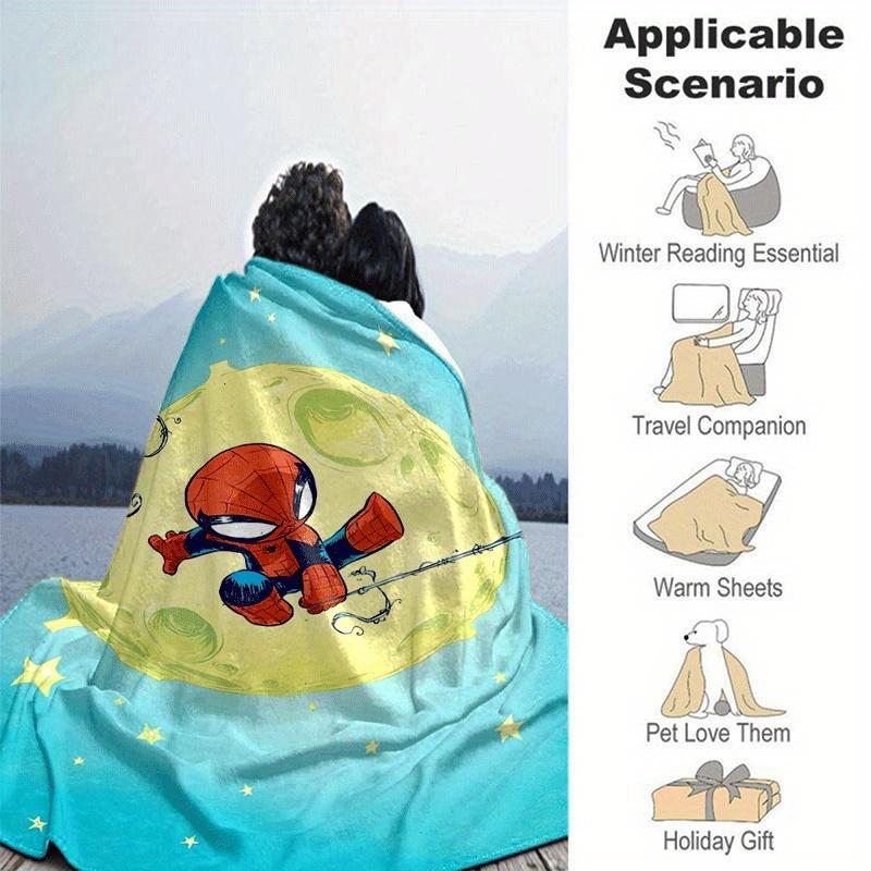 1pc Spider-Man Printing Blanket - Soft, All-Season Throw for Office Blanket, | Personalized Gift with Adorable Cartoon Design