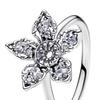 Women Ring Sparkling Rhinestones Inlaid 3D Flower Decor Copper Polished Ring Anniversaries Birthdays Valentine Day Jewelry Gift