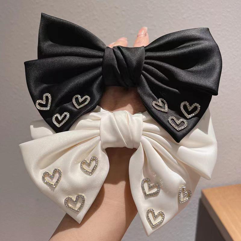 Korean Heart Bow Women's Scrunchie: High-End Retro Elastic Hair Tie