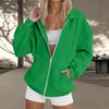 Women's  Fashion Zipper Hoodie Long Sleeve Hooded Pullover Sweatshirt Casual Solid Color Tops With Pockets