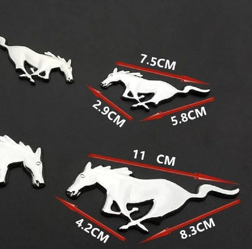 GDZJ3 2PCS 7.5/11CM Metal Car Side Badge Running Horse Sticker for Ford Mustang Shelby F150 Fiesta Focus Ecosport Edge Escape Explorer