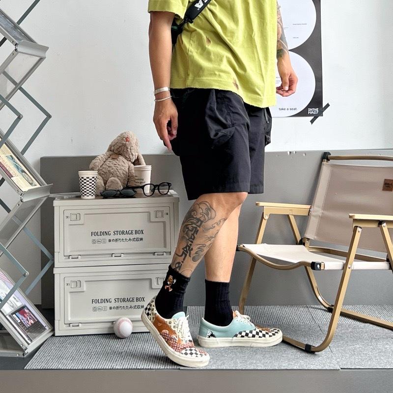 5 perechi de șosete absorbante de transpirație cu design de desene animate, pentru bărbați și femei, cu tub mediu lung, brodate