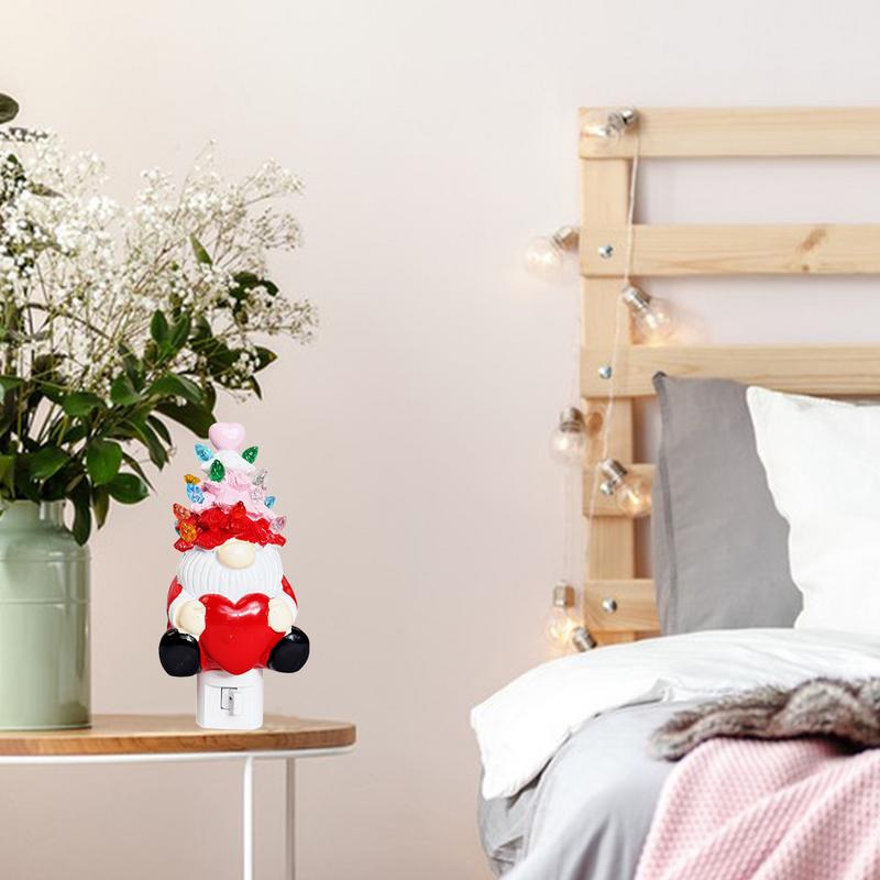 Valentine's Day Gnome Night Light Valentine's Day Decor Gnome Hugs Heart Atmosphere Light Plug Design Bedroom Night Light For