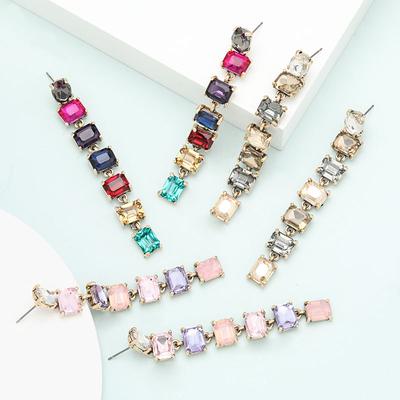 Women's Long Earrings Colorful Full Diamond Earrings