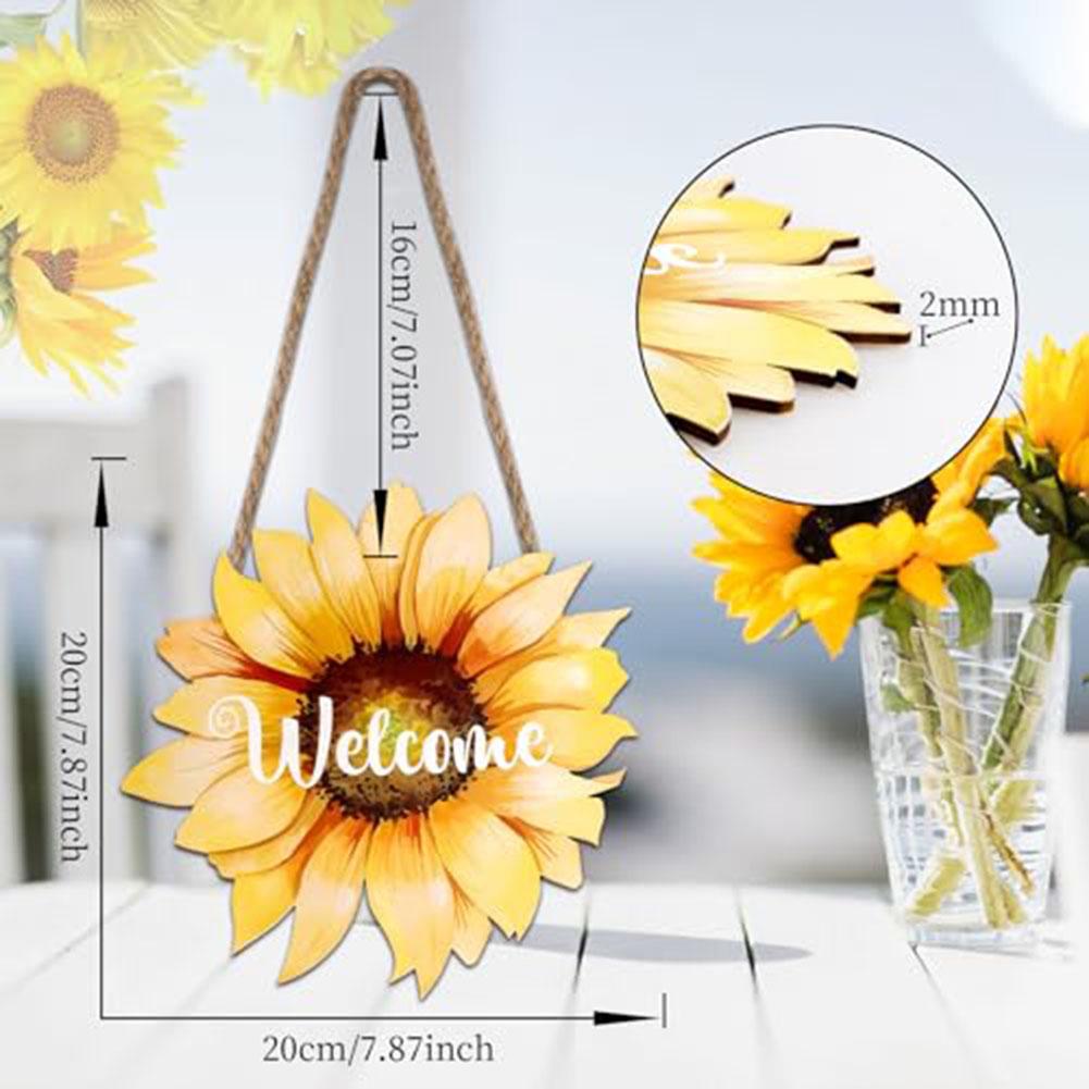 Summer And Fall Decor 30cm 11inch In Diameter Wooden Welcome Door Hanger Waterproof Well Workmanship Sturdy Construction