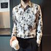 2024 Korean Style Fashion Shirts Men Funny Printed Pattern Shirt Male Casual Streetwear Hawaii Shirt Man Button Long Sleeve Blouse Tops