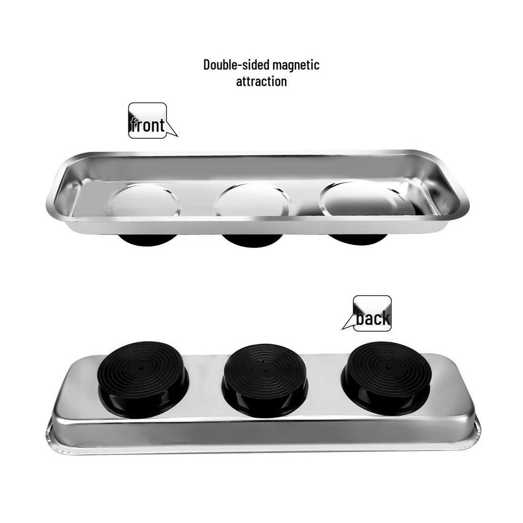 Magnetic Pickup Tool Set: Socket Holder, Bowl, and Double-Sided Suction Mat - Black & Red.