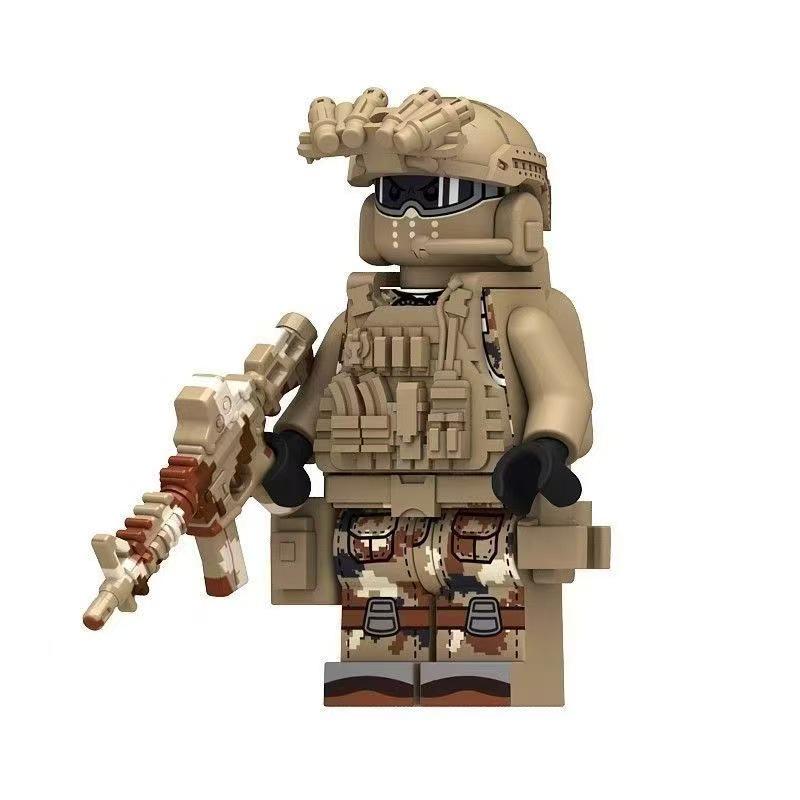 SWAT Special Forces Minifigures with Armed Wolf Warrior & Mechanical Dog - Educational Building Block Toys