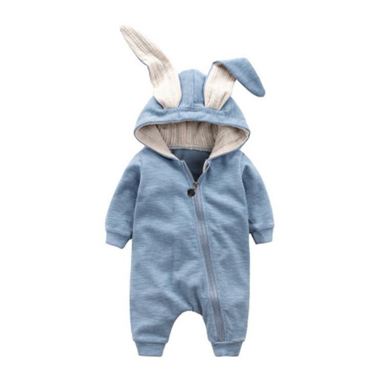 Baby Romper Jumpsuit Cotton Long Sleeve Hooded Rabbit Onesie Autumn Outwear