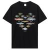 Types Of Freshwater Fish Fishing T Shirts Summer Graphic Cotton Tshirt Oversized Streetwear Bir
