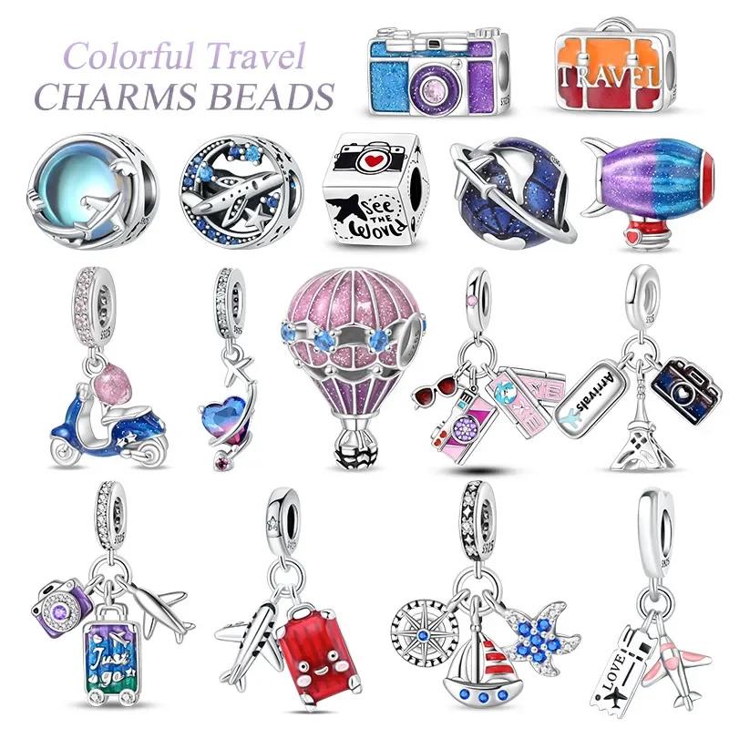 Coppercolorful Travel Luggage Charms Plane Beads Fitoriginal Bracelets Diy Fine Jewelry For Women Gifts