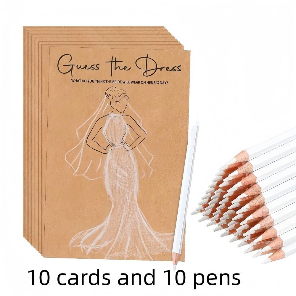 

20PCS Funny Wedding Shower Game Cards Shower Games Guess The Dress Bridal Wedding Decorations Include Cards and Pencils 15-10cm