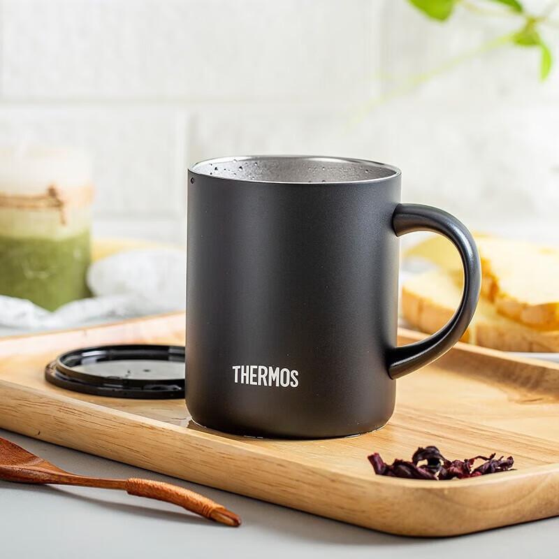 Thermos Black Ceramic Coffee Mug with Lid