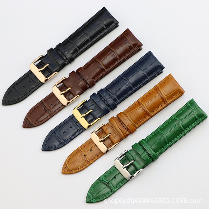 Buntes echtes Lederarmband für Herren und Damen, erste Schicht Rindsleder, 12-22 mm, Dornschließe