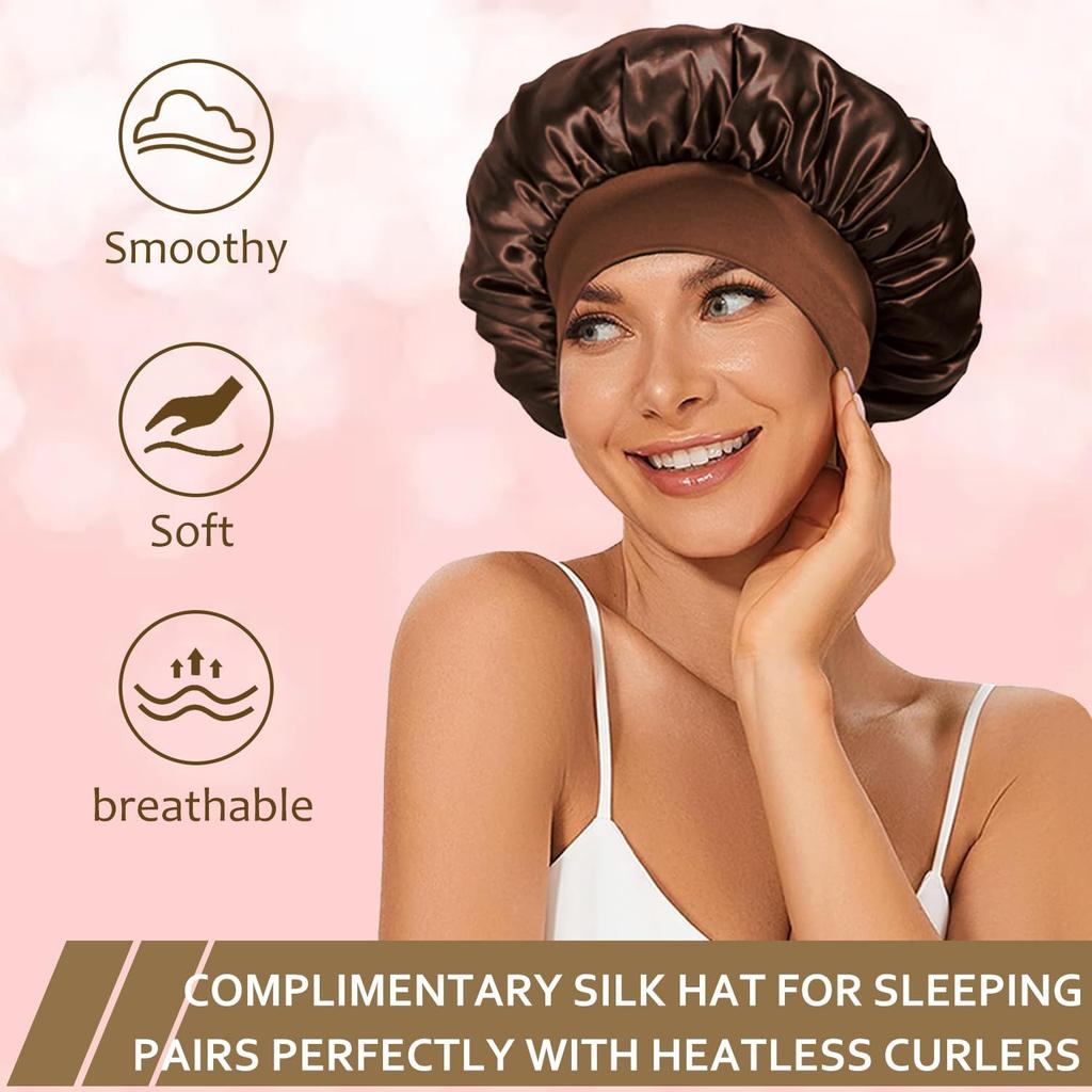 Hitzefreie Lockenwickler-Kopfband Weicher Haarwickler Ohne Hitze Haarrollen Faule Locken Schlafen Flexi-Stäbe mit Haube Styling-Werkzeuge
