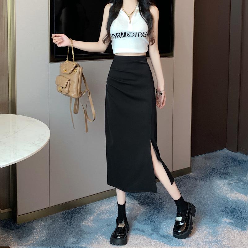 Women's 2024 High-Waist Slimming Slit Wrap Skirt - Early Autumn A-Line Midi Pencil Style