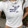 Baby Tee Corto con Stampa Bicchiere da Vino da Donna Transfrontaliero - Manica Corta, Top Versatile 2026