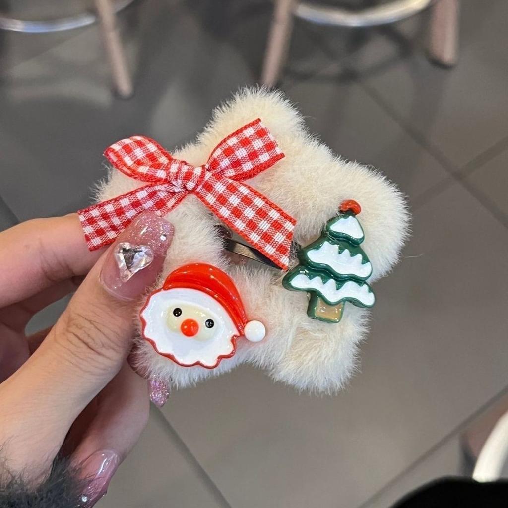 1-2Pcs Christmas Plush Star Hair Clips Side Hairpin Clip New Year Decoration Shattered Clips Hair Accessory Headwears Winter