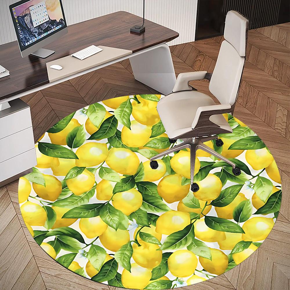 1pc lemon pattern Round Chair mat Area Rug - Non-Slip, Floor Mat for Office, Bedroom, and Indoor Decor c1125629