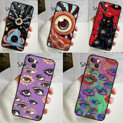 Funda con ilustración de ojos para iPhone 14, 16, 15 Pro Max, 11, 12, 13 Mini, 7, 8 Plus, X, XR, XS MAX, suave y a prueba de golpes