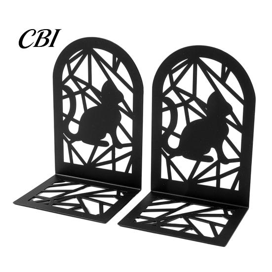 Hollow Metal Bookend 1 Pair Cat Bookends, Decorative Heavy Book Ends Stopper for Shelf, Non-Skid Black Home Office Desk