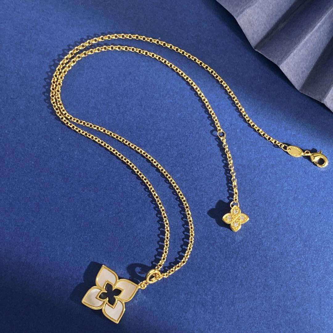 Fashion Four-leaf Clover Necklace Shell Agate Cut Outcasual Four-leaf Flower Necklace