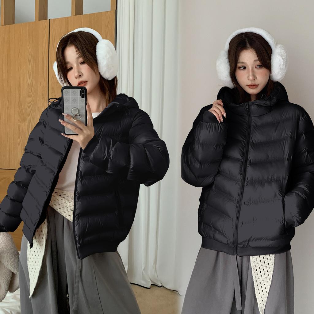 New ribs down cotton clothes hooded puffs fluffy bread light warm windproof light jacket