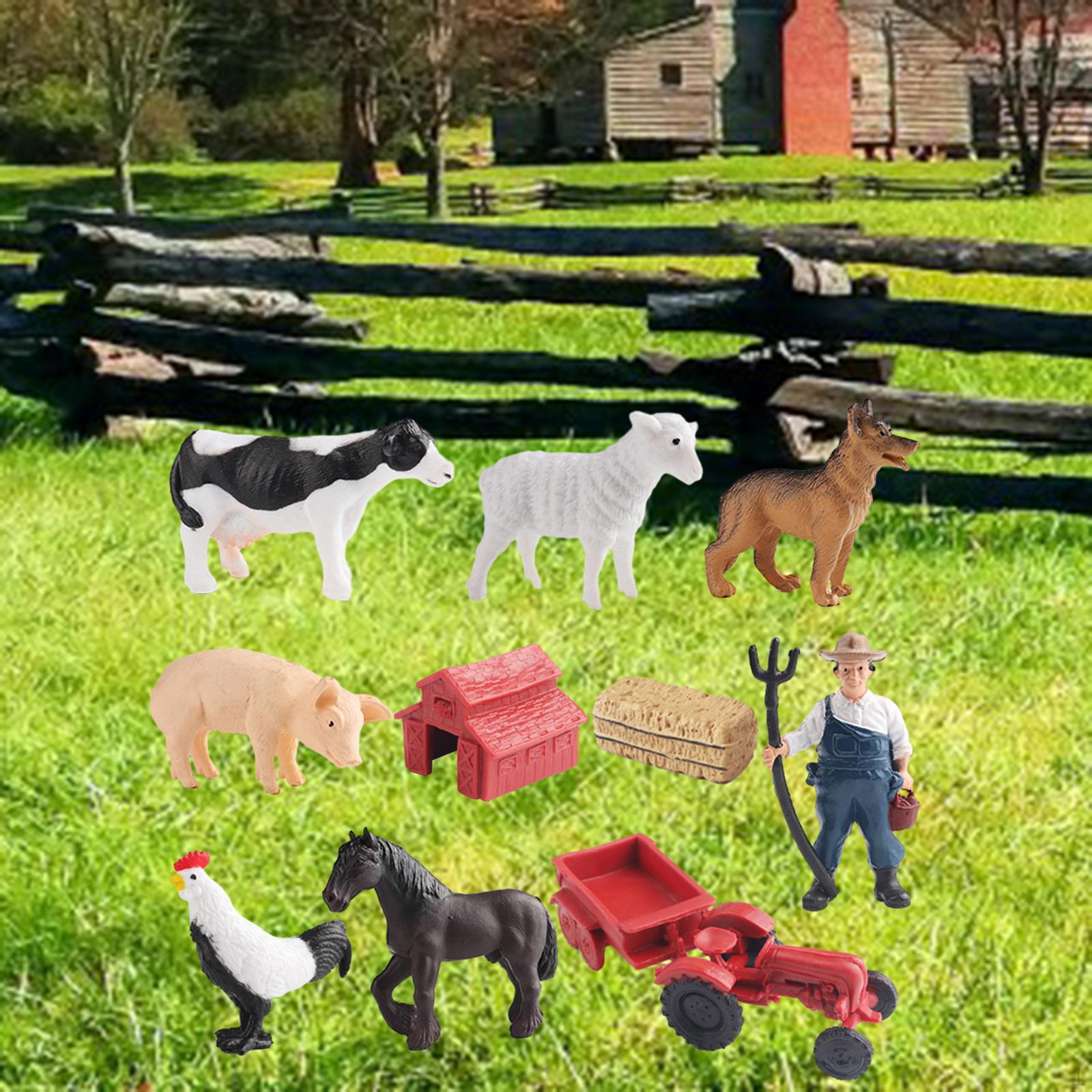 

Фигурки сельскохозяйственных животных с игрушечным тракторным прицепом, игровой набор «Соберите домашний сарай», подарки для 3 человек 10Pcs Style C