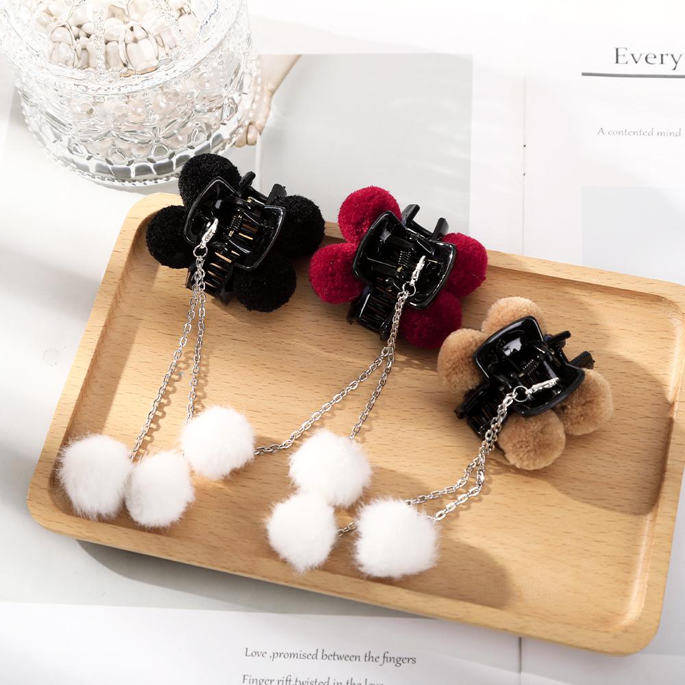 

Новый прямоугольный геометрический пластик Женская заколка для волос Симпатичный сплошной цвет Волос Шарик Кисточка Волосы Коготь