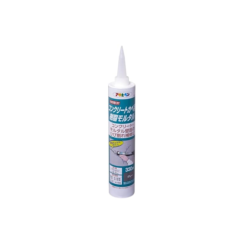 Asahi Paint Concrete Wall Filler, Resin Mortar, 330ml, S014 Gray. Wall repair, crack repair, strong adhesion, high durability, caulking material, can
