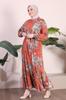 Women's Big Size Dress Plus Size Dress Palm Tree Patterned Viscose Dress