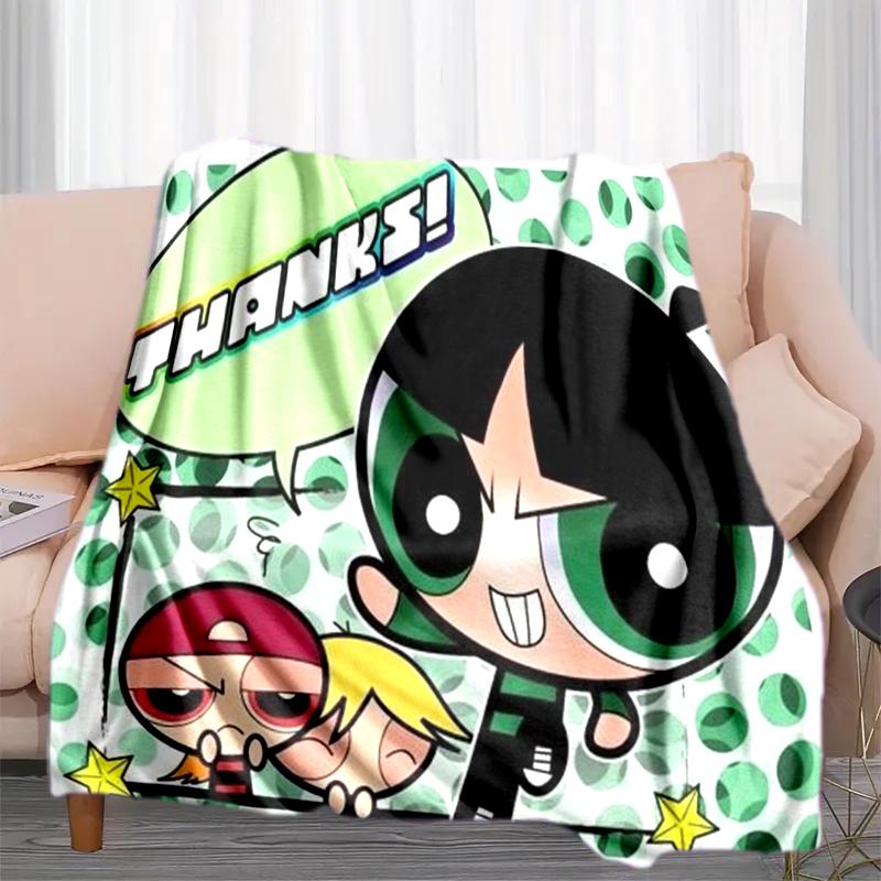1PC The Powerpuff Girls printed blanket, all season lightweight home office outdoor nap multifunctional blanket A2